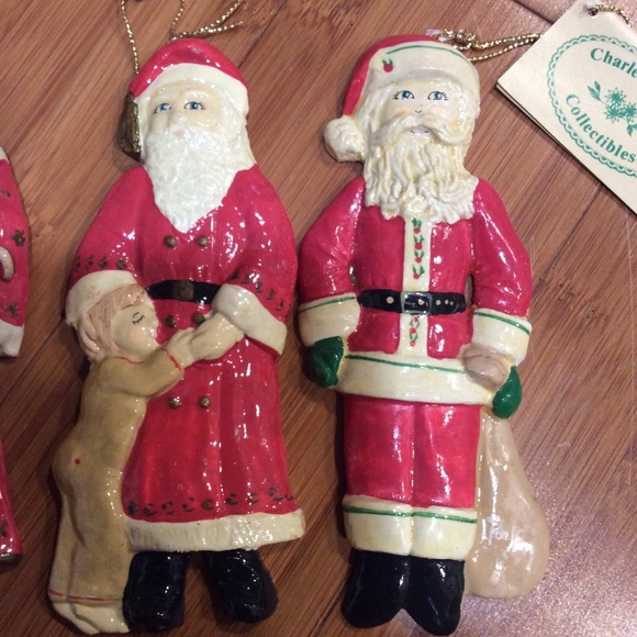Lot of 4 Santa Claus 6” Clay Christmas Tree Ornaments 1982 Charlee McGee Vtg 80s - Picture 7 of 7